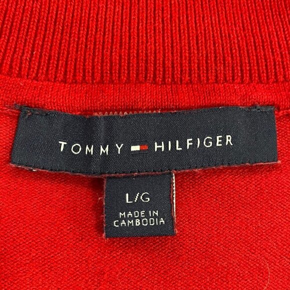 Tommy Hilfiger Women's Red Cotton Turtleneck with Four Button Cuffs, Size Large - Picture 10 of 12